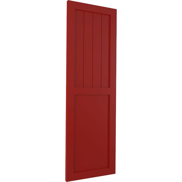 True Fit PVC Farmhouse/Flat Panel Combination Fixed Mount Shutters, Fire Red, 12W X 38H